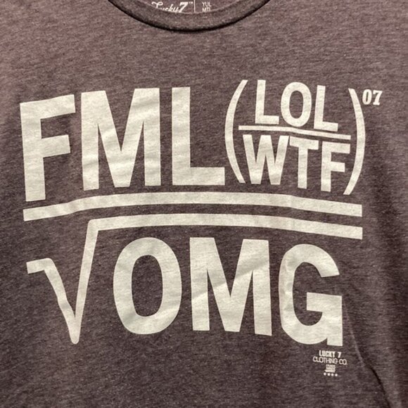 Lucky7 Grey Fun Graphic T-shirt ab - Picture 5 of 7